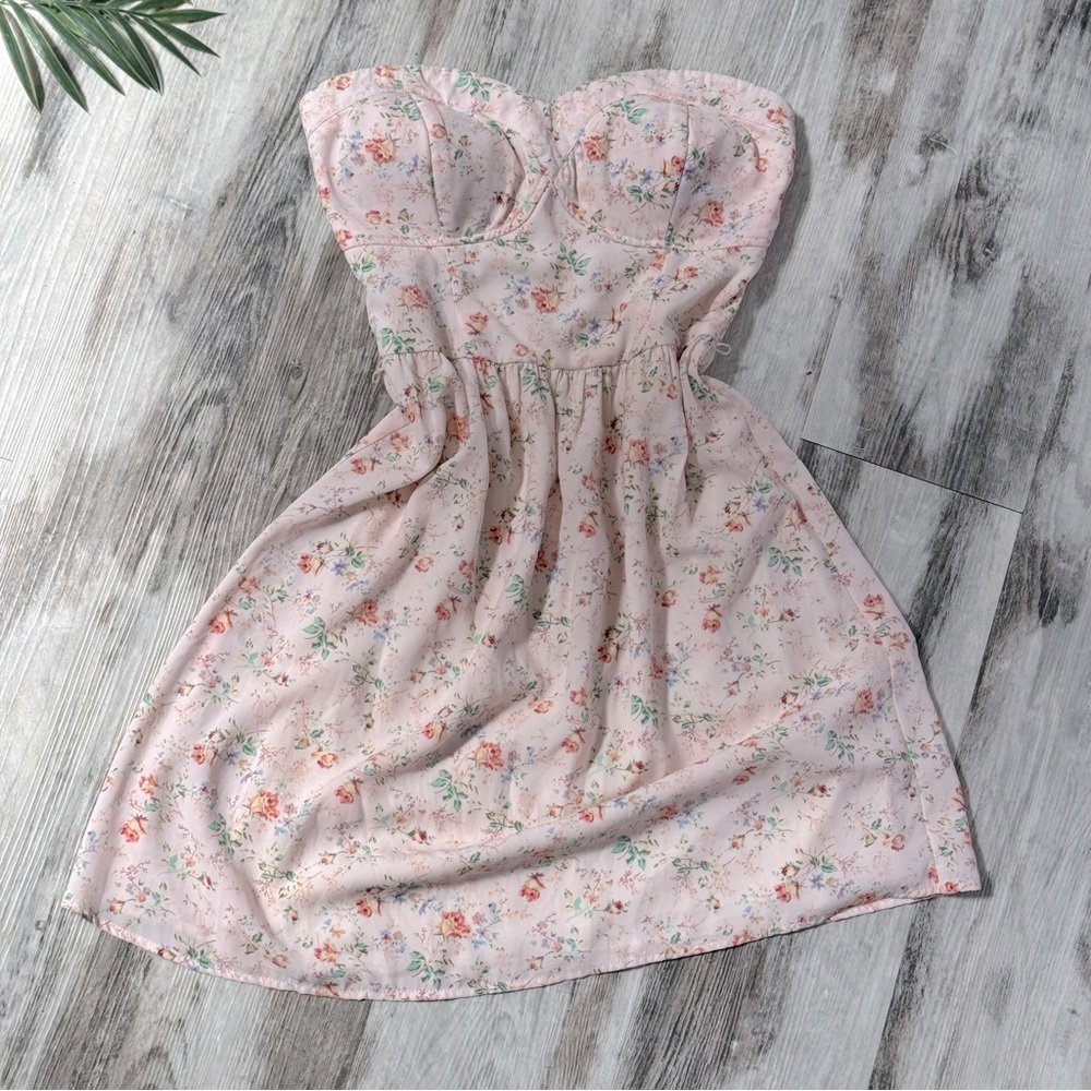 Strapless floral summer dress